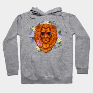 Lions With Sunglasses and a Flower in His Mouth Hoodie